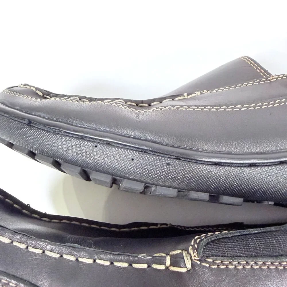 Bass Flex Fit Victor Black Leather Slip On Loafer Shoes Men's Size 11‎